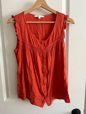 Fun 2 Fun Orange Ruffle Tank Top Sz S